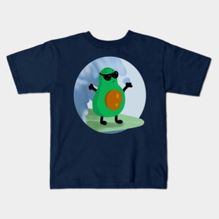 Funny avocado surfing Kids T-Shirt